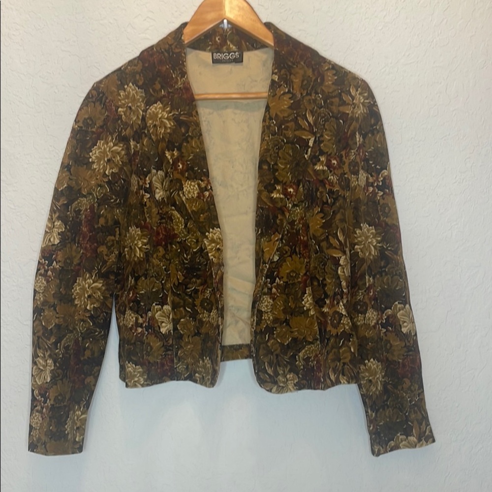 Briggs New York Women's Floral Blazer - Brown and Gold